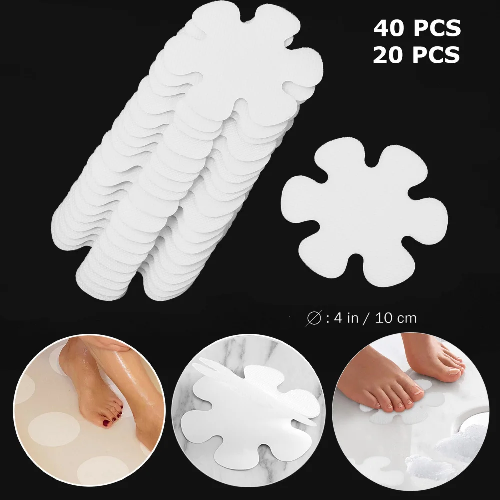 

OUNONA 20PCS Flower Shape PEVA Anti-slip Bathtub Stickers Decals Safety Bath Shower Treads 10CM (Transparent)