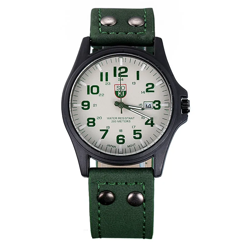 

Vintage Classic Watches Men's Waterproof Date Leather Strap Military Sport Wristwatch Quartz ArmyDigital Number New Men Watch