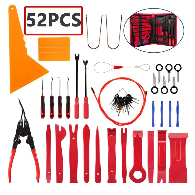 

52 Pcs Trim Removal Tool Set Car Trim Puller Tool Kit Plastic Pry Tools Set for Auto Clip Pliers Fastener Remover Set