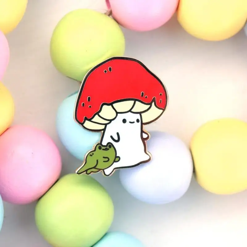 Жесткая эмалированная булавка в виде гриба и Froggo милая кавайная натуральная на