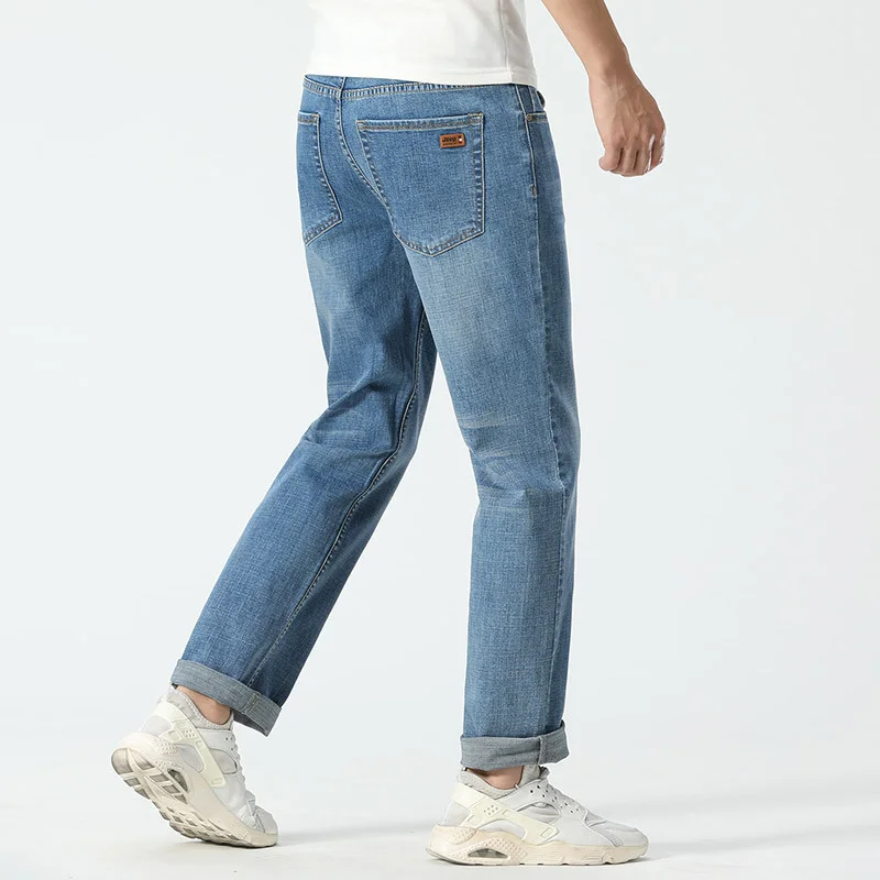 2021 Men's Jeans Spring and Autumn Mid-Waist Casual Jeans Fashion Straight-Leg Pants Cotton Casual Trousers Men's Bottoms 18-35Y