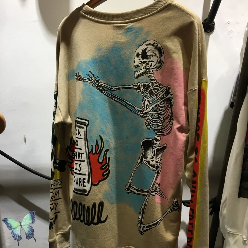 

Autumn Winter Kanye Lark Doodle Printing Long Sleeve T Shirt Men Women Loose Hip-hop Long Sleeve T Shirt Kanye Same Paragraph