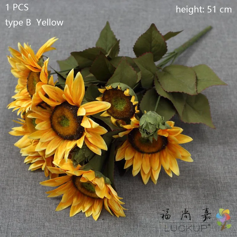 type B Yellow 1 шт. 90 см 3 цветочных головки искусственный Подсолнечник шелковые цветы вечерние украшения для дома F411 - Цвет: type B Yellow
