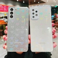 laser love heart phone case for samsung galaxy s21 s20 plus s20 fe a32 a51 a52 a72 a71 note 20 ultra shockproof soft clear cover