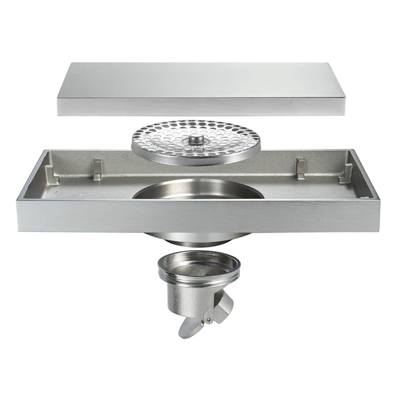 

HIDEEP Shower Floor Drain Rectangle Bathroom Toilet Floor Drain 100X200mm Water Anti-Odor Wire Strainer Drain