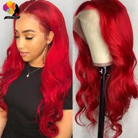 remyblue 134 red burgundy brazilian body wave colored lace front human hair wig for black women 150 density remy lace front wig