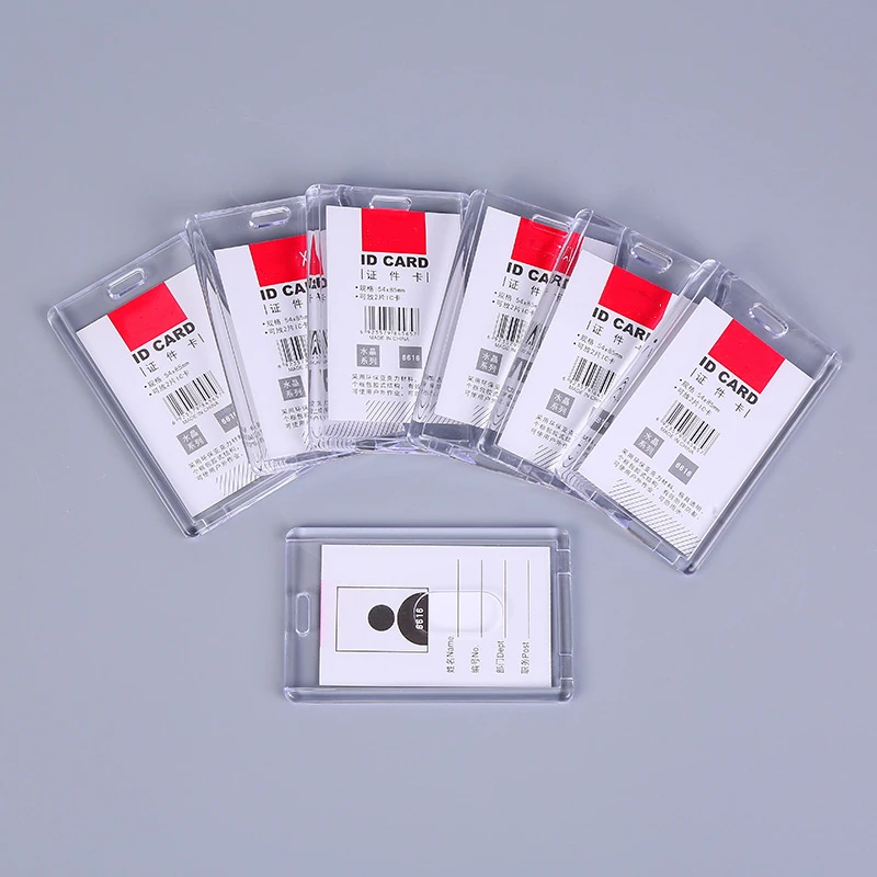 

1pc Transparent Horizontal Vertical Acrylic Staff Work Card Holder Bank Credit Card Cover Case Badge Holder Bus Card ID Sleeve