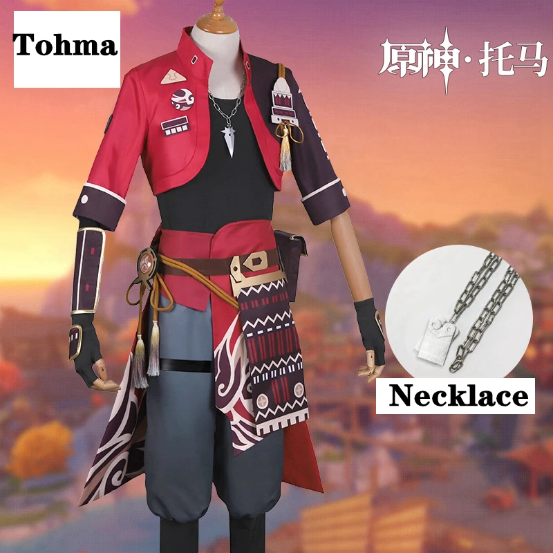 

New Character Game Genshin Impact Tohma Cosplay Halloween Man Costumes Anime Accessories Necklace Tops Pants Headband Adult Suit