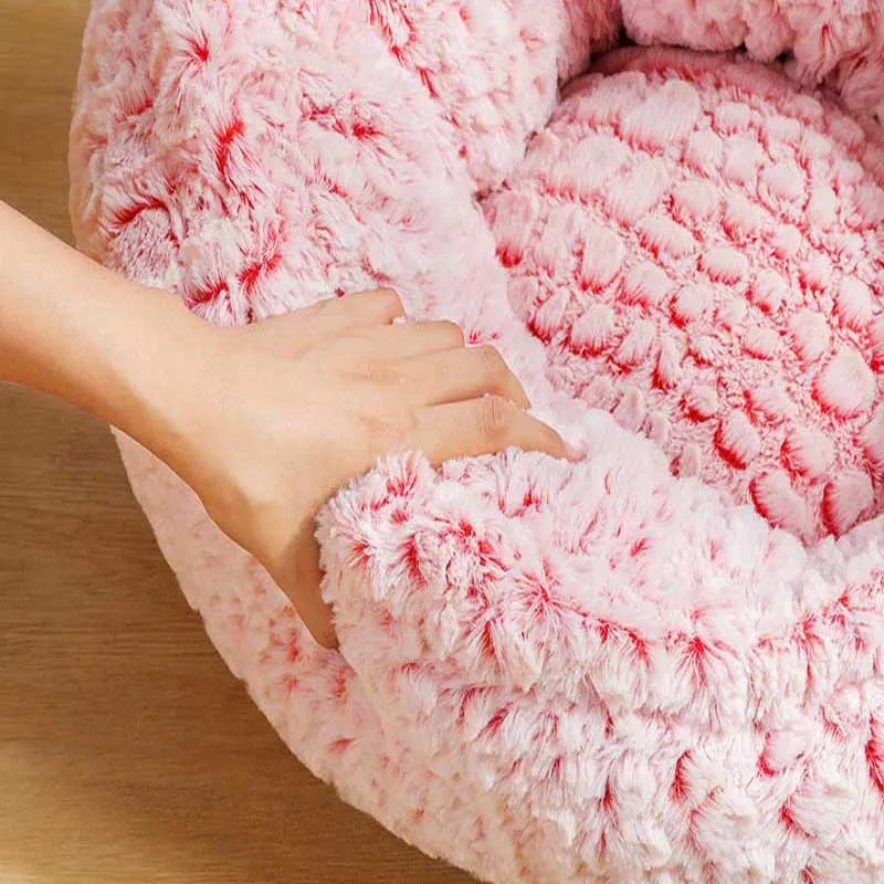 Очередной раунд флис собака Обувь на теплом меху кровать для домашних животных