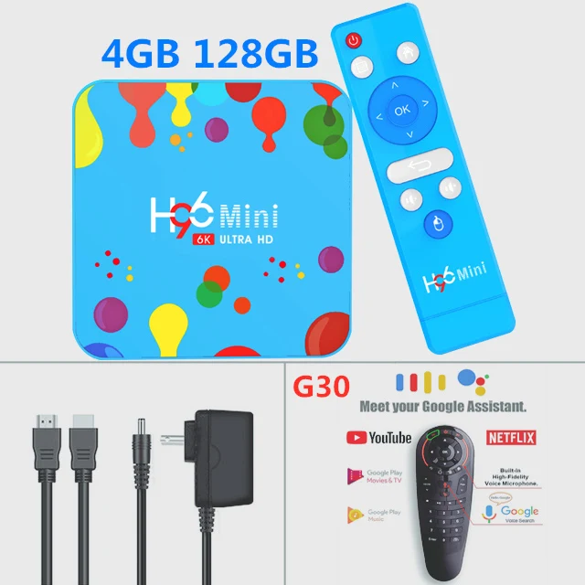 4G128G-G30 Android 9,0 Smart IP tv Box H96 MiNi 6K ULTRA HD tv BOX 2,4G& 5,8 Ghz Двойная WiFi приставка Google Play для домашнего медиаплеера - Цвет: 4G128G-G30