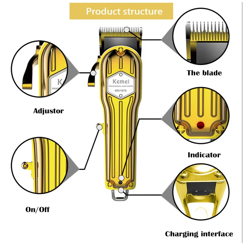 Kemei профессиональная Металлическая машинка для стрижки волос мужской