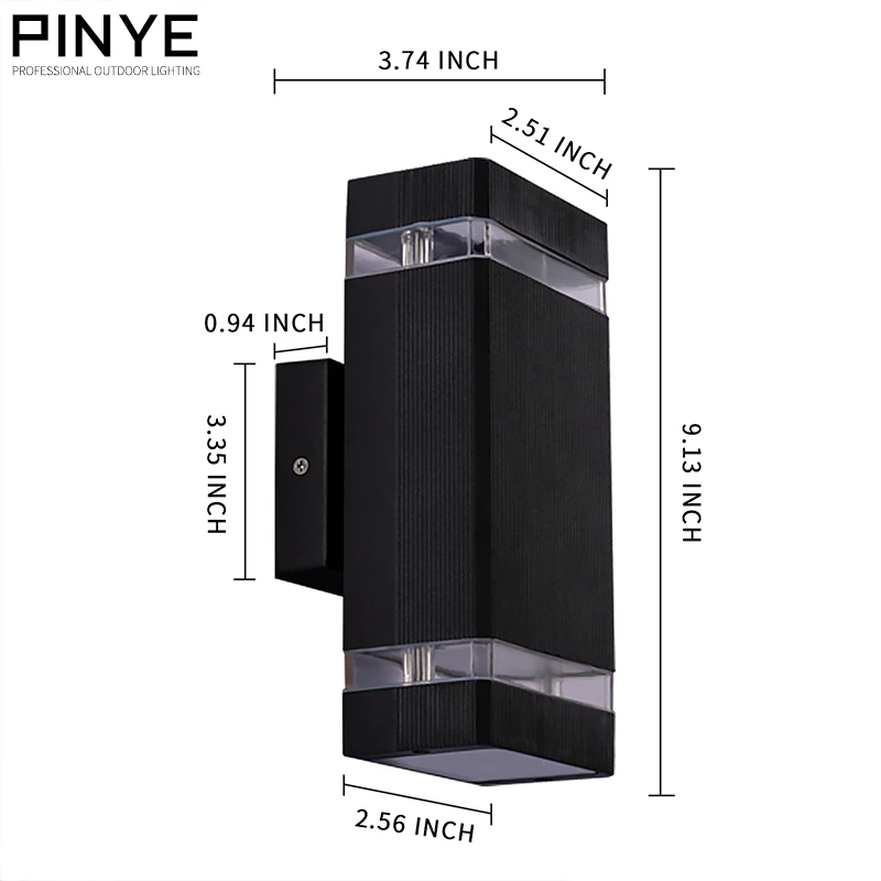 PINYE светодиодный квадратный настенный светильник, 16W 3000K теплый белый, 1440lm, открытый водонепроницаемый светодиодный настенный светильник
