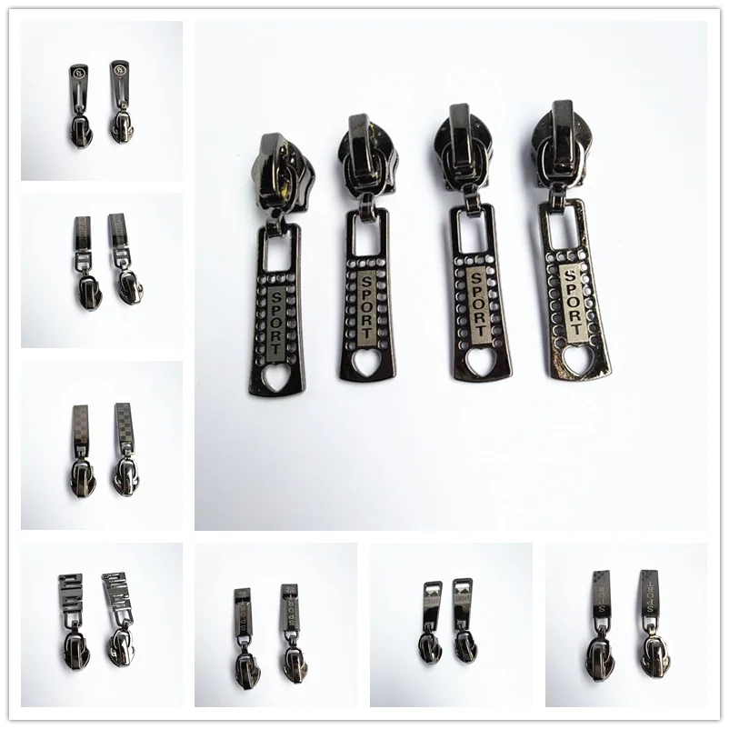 

50pcs 5# gun black zipper head clothing home textile metal slider for 5# Nylon zipper