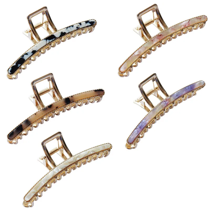 

Simple Metal Acetate Geometric Hair Claw Ladies Elegant Hair Accessories Cross Crab Bath Clip For Women Fashion Girl Headwear