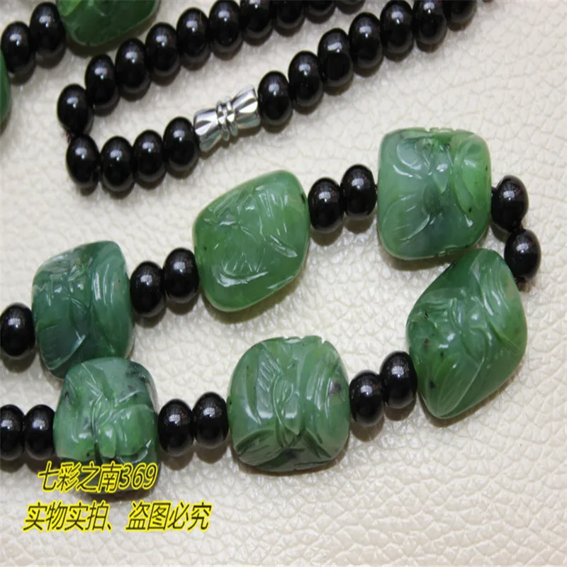 Натуральное Нефритовое ожерелье Hetian материал семян Зеленые Бусины Lohan