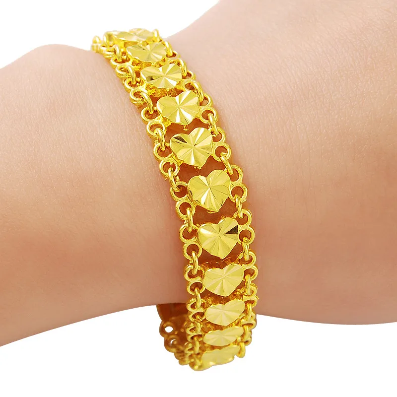 

New 24K Gold Bracelet 4MM Car Flower Gold Plated Fashion Bracelet for Woman Jewelry Gift