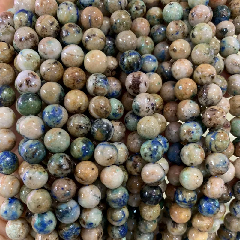 

15 дюймов натуральный синий белый лазурит хризоколла Круглые Свободные ювелирные изделия ожерелья браслеты драгоценные камни бусины 6-12 мм ...