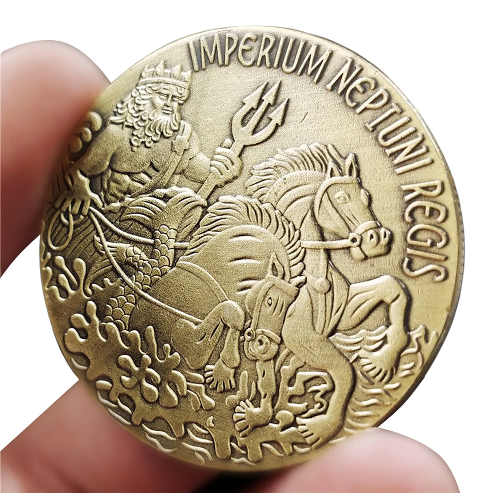Neptune Poseidon Commemorative Coin, Greek Mythology Trident Coin, Non-Currency Collectible Coin 1 Piece image 2