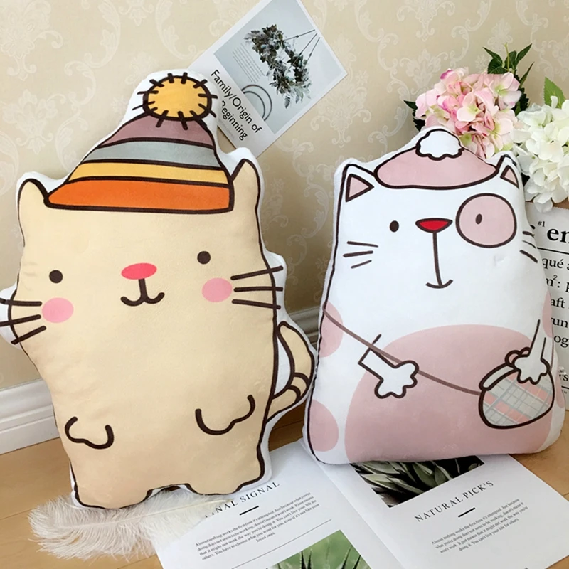 

45cm 55cm Cute Cat Pillows Cartoon Animal Sleeping Cat Cushion Bedroom Decoration Doll Kid Toy