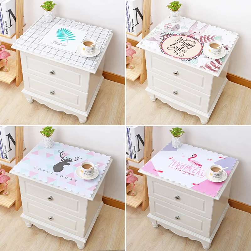 

Modern Minimalist PVC Bedside Table Cover Towel Tablecloth Creative Pattern Waterproof and Oil-proof Dust Cover Home Decoration