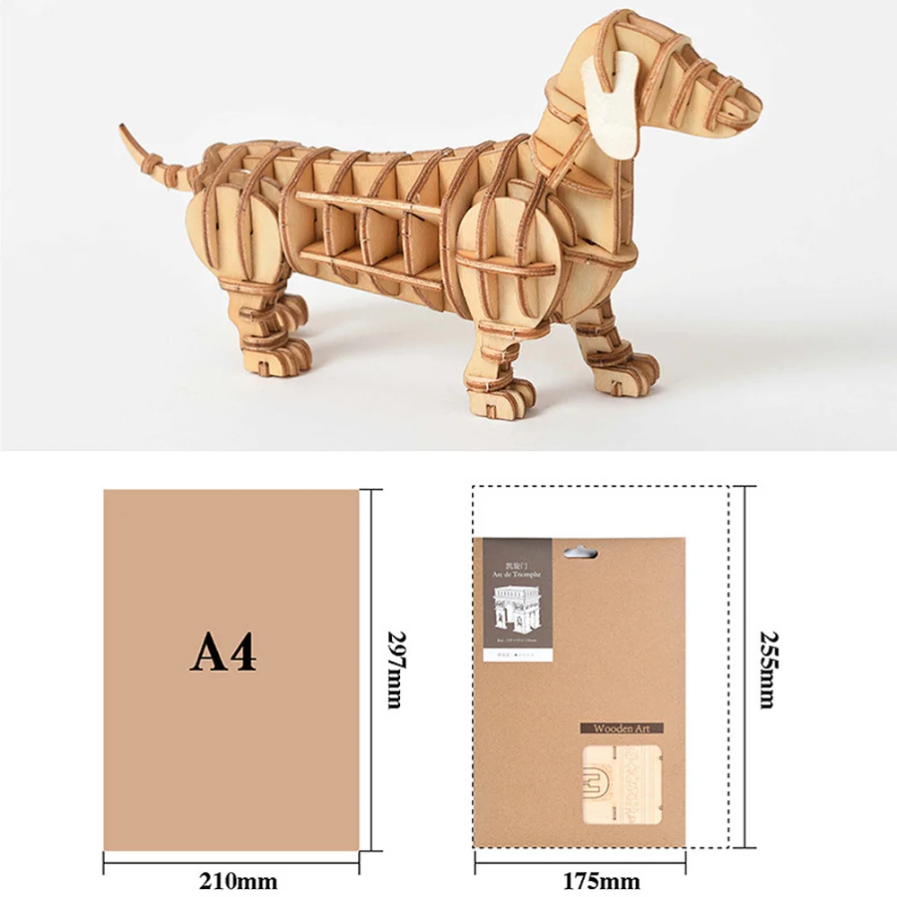 

1pc Educational Manual 3D Model Wooden Dog Puzzle Kit Kids Assembling Educational (Assorted Color)