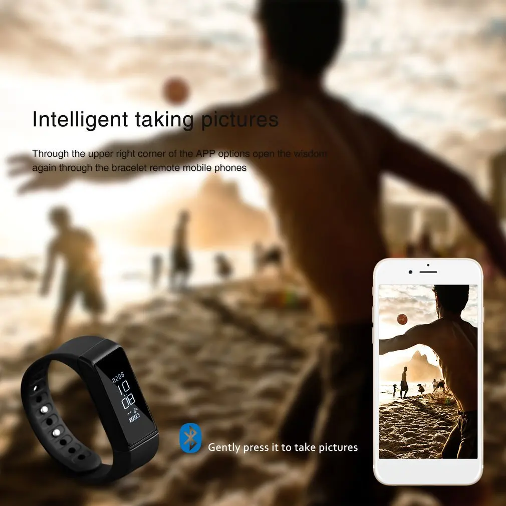 

LESHP Unisex OLED Activity Wristband Tracker Waterproof Smart Bracelet 4.0 Wireless Black For Iphone 5 Plus