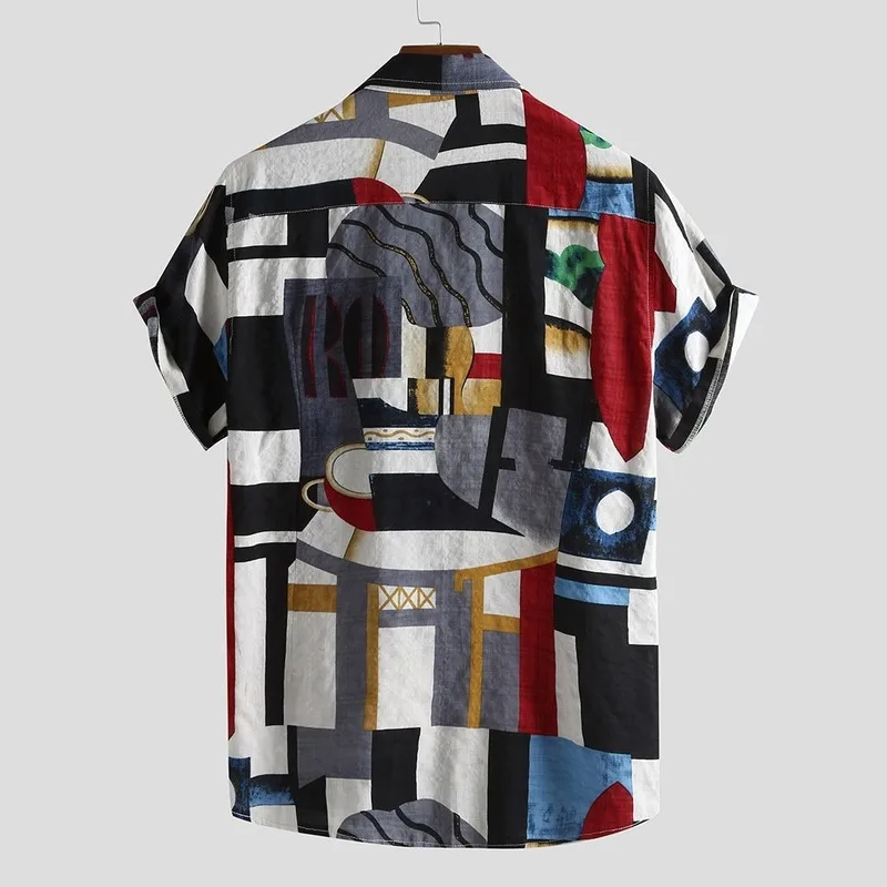 

Men's Clothing 2021 Hot Style Men's Short Sleeve Printed Casual Shirt European and American Large Size Camisas Para Hombre