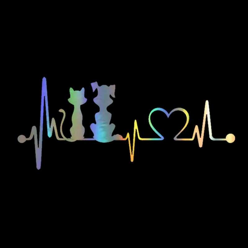 

Car Stickers 3D Dog ; Cat Heartbeat Sticker on Car Funny Stickers and Decals Vinyl Car Styling for Ford Audi BMW 19cm*8cm