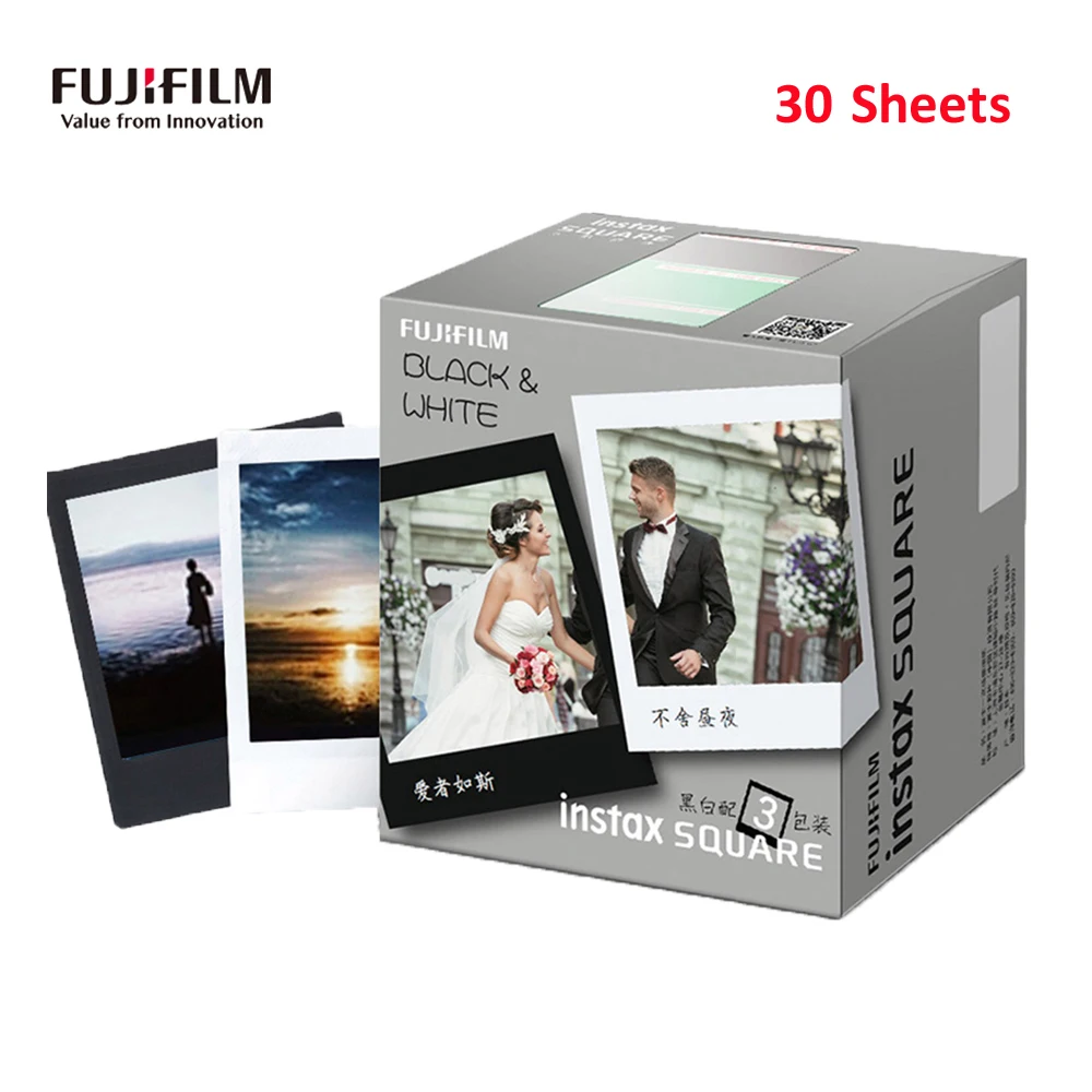 30 Sheets 60-90 листов белая черная пленка моментальной печати Fujifilm Instax квадратная пленка для Fujifilm Instax квадратная SQ20 SQ10 SQ6 SHARE SP-3 SQ - Цвет: 30 Sheets