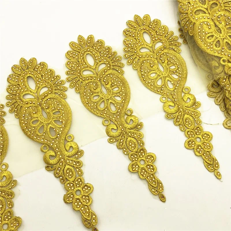 5 ярдов золотые стразы кружево с металлической вышивкой Нигерия Венеция вязаный