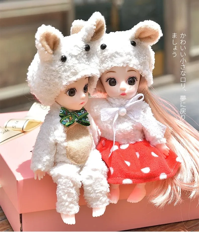 

16CM Aesthetic Movable Joint Doll Toy 3D Big Eyes Long Hair BJD Makeup Doll Fashion Birthday Gift Girl Doll Clothes Set Toys