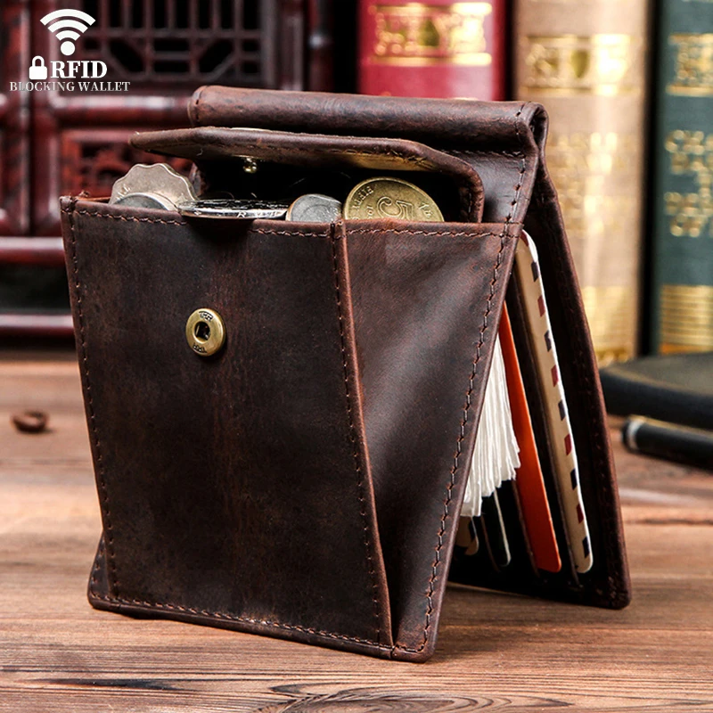 Genuine Leather Card Wallet Free Engraving Name Slim Money Clip Money Case Men Women Bifold Wallets with Coin Pocket Gift