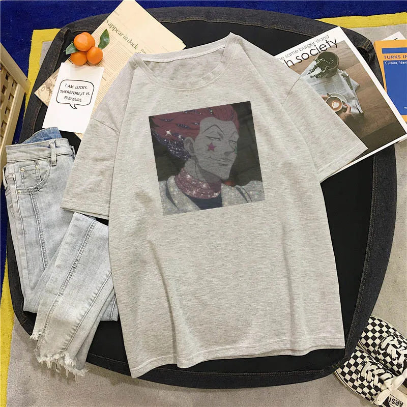 Футболка женская в стиле Харадзюку Свободный Топ с мультяшным принтом охотника X