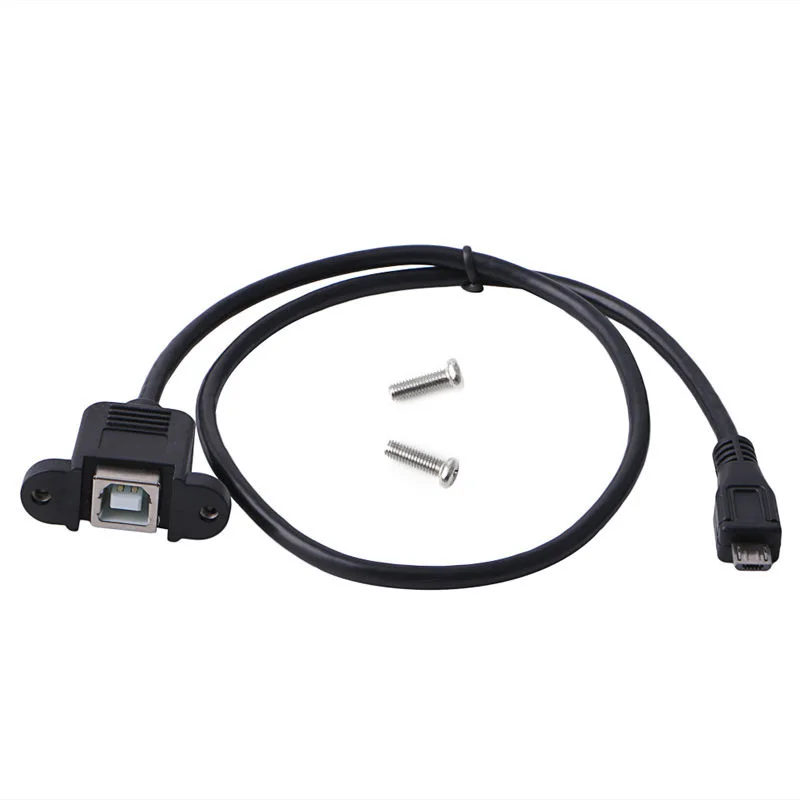

USB 2.0 B Female Socket To Micro USB 5 Pin Male Cable 50cm Printer Panel Mount K3NB