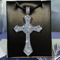 real 18k white gold full diamond cross pendant women natural diamond gemstone 18k gold with necklace jewelry pendant charm gift