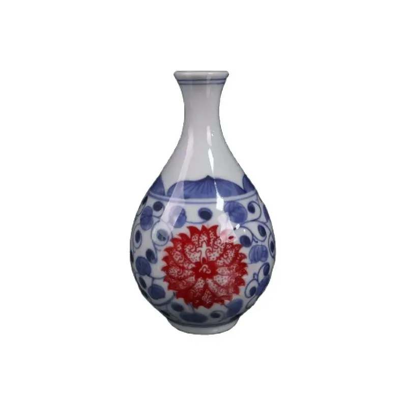 

Chinese porcelain blue and white underglaze red tangled lotus vase