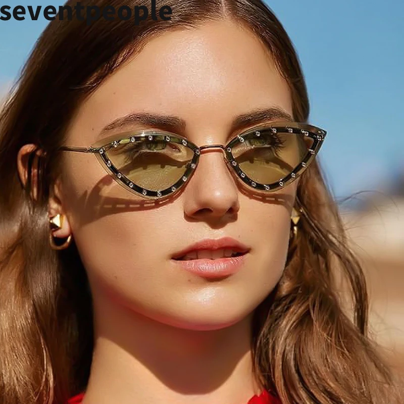 

Fashion Rimless Cat Eye Sunglasses Women Luxury Brand Frameless Round Triangle Sun Glasses For Female Trendy Diamond Eyeglasses