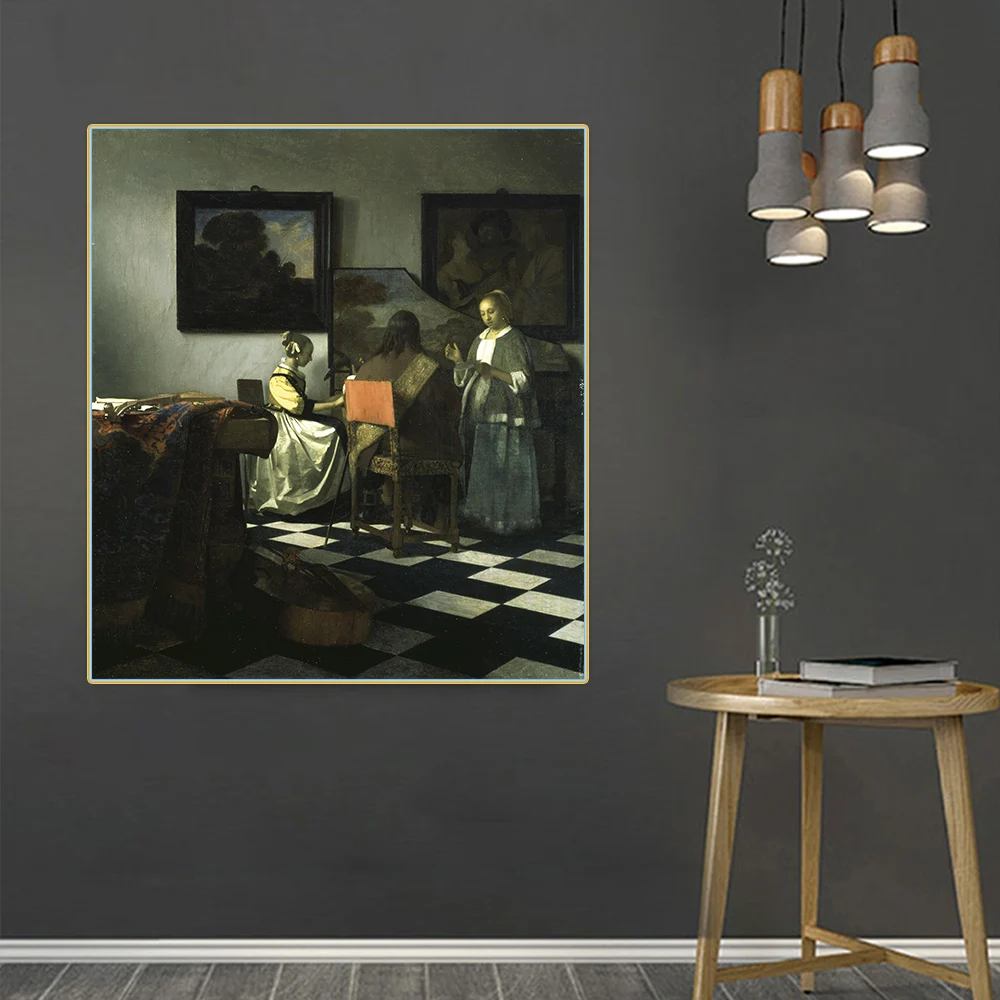 Цитон Johannes Vermeer Canvas The Concert Холст Картина маслом художественное оформление