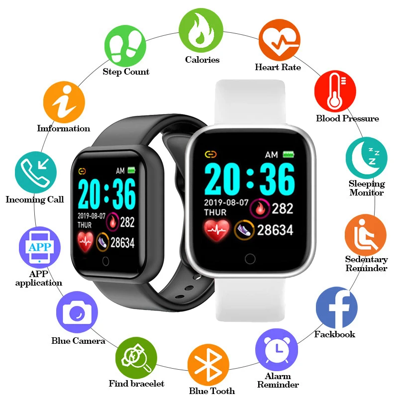 

2021 The Mens' and Women's Watches Smart Bracelet Sports Fitness Blood Pressure Heart Rate Message Reminder Pedometer Kids Wrist