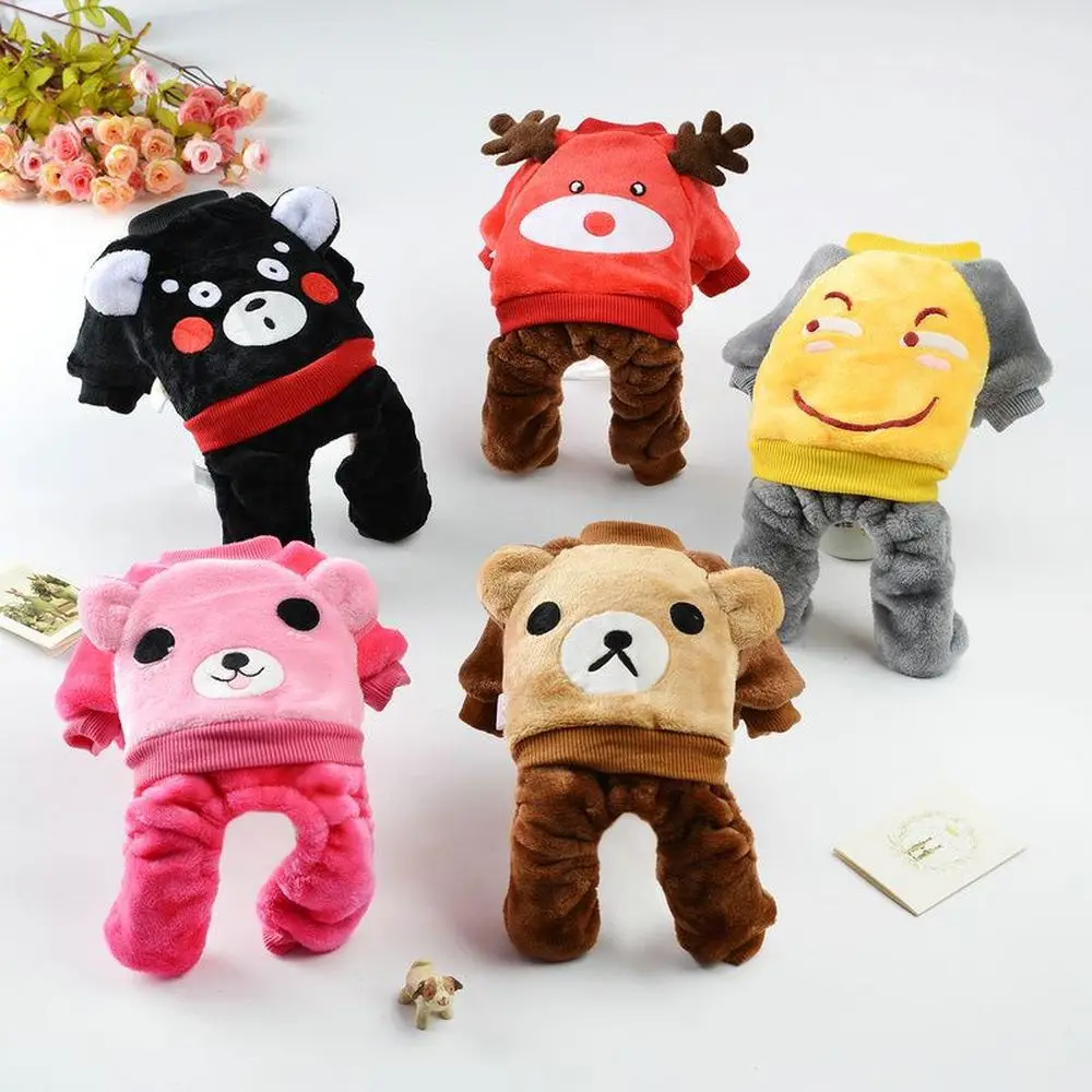 Зимняя фланелевая теплая одежда для домашних животных милая мультяшная Одежда