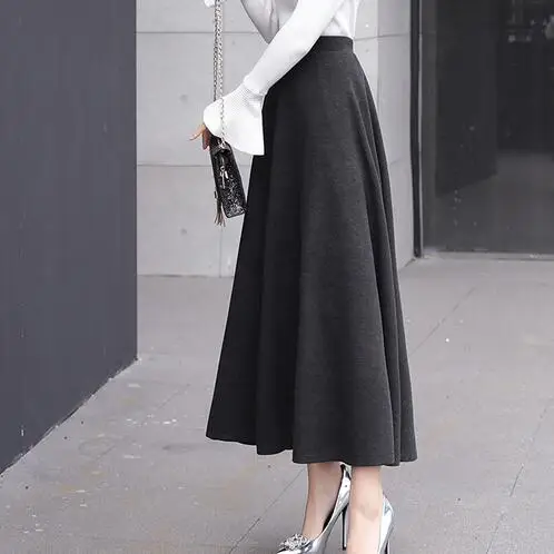 Женские шерстяные юбки с высокой талией зима 2019 шерстяная длинная
