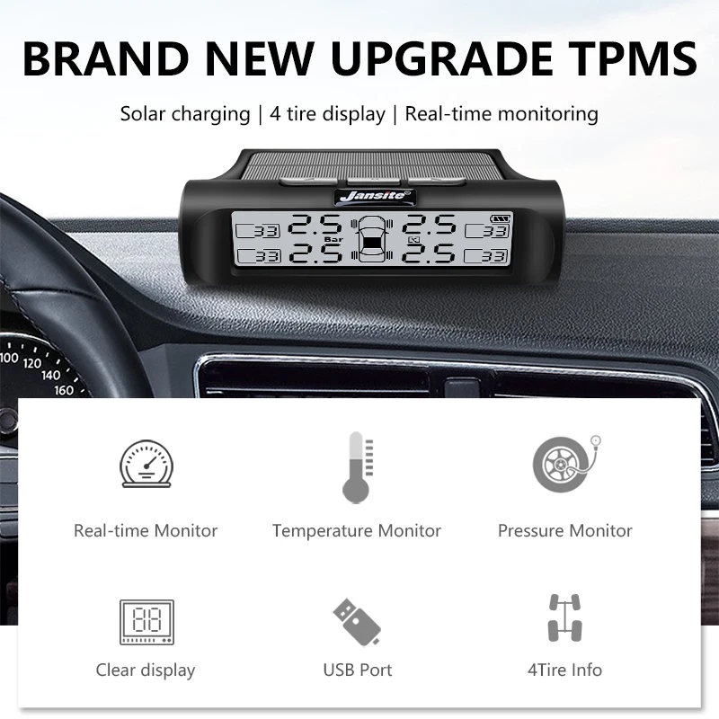 Новое обновление USB или солнечная зарядка TPMS 4 шины автомобиля система контроля давления в шинах Беспроводная Автоматическая сигнализация мониторинг в реальном времени