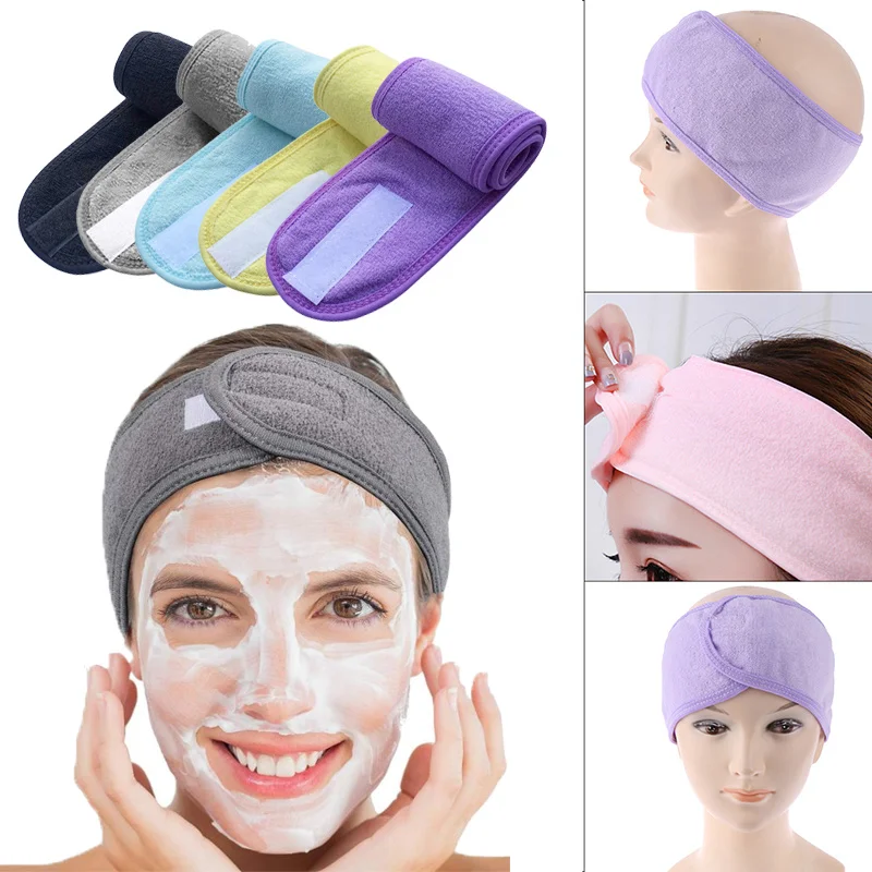 

1PC Adjustable Facial Hairband Makeup Head Band Toweling Hair Wrap Shower Cap Stretch SPA Facial Headband Color Hair Acessories
