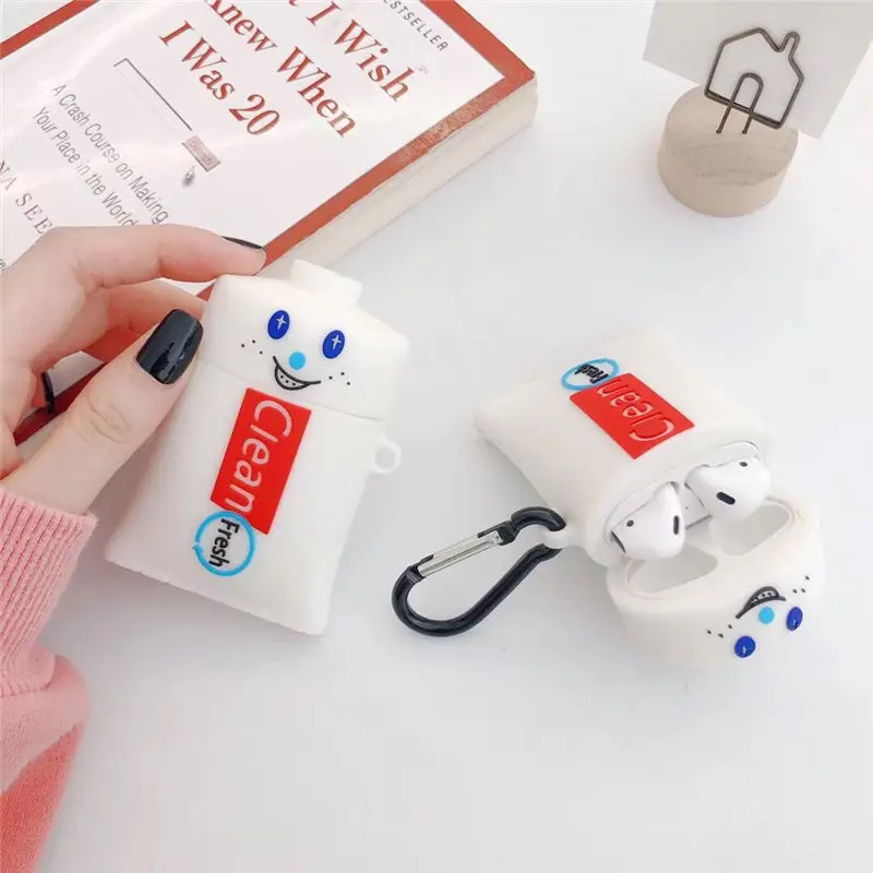 3D зубная паста чистый свежий силиконовый чехол для Apple Airpods Bluetooth наушники