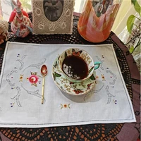 new cotton embroidery table place mat pad cloth pot cup holder pan coaster christmas drink placemat mug dining tea doily kitchen