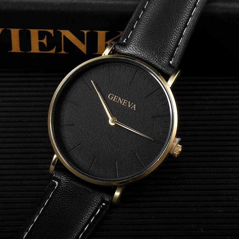 

GENEVA Brand Fashion Casual Men Watch Simple Design Quartz Wrist Watches Men Leather Band Sport Watch montre homme reloj hombre