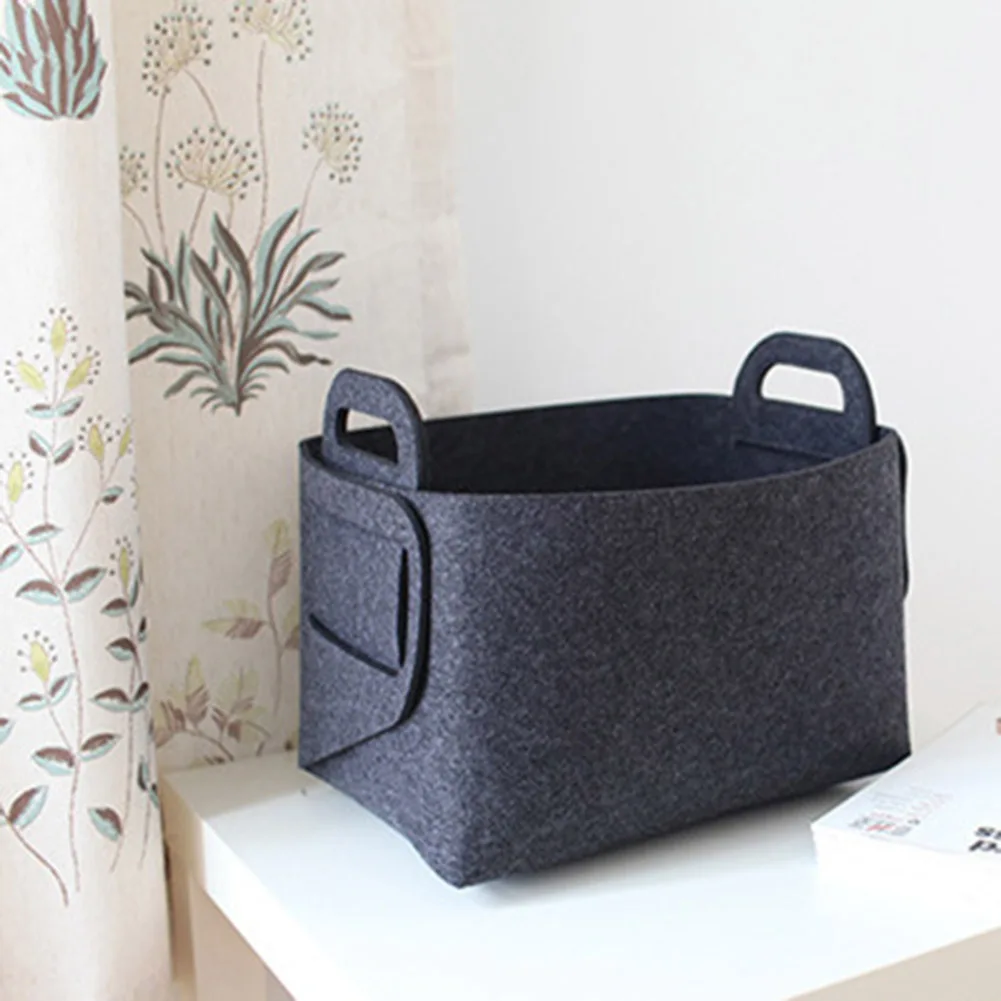 

Collapsible Felt Storage Basket Foldable Bin Organizer with Handles for Nursery Home Office THIN889