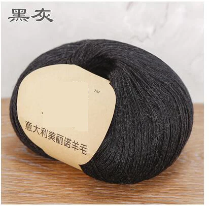 black gray 50 г/лот итальянская мериносовая шерсть пряжа ручной трикотаж пряжа детский кашемир 48S камвольная пряжа кашемир-тип Натуральная шерсть, пряжа - Цвет: black gray