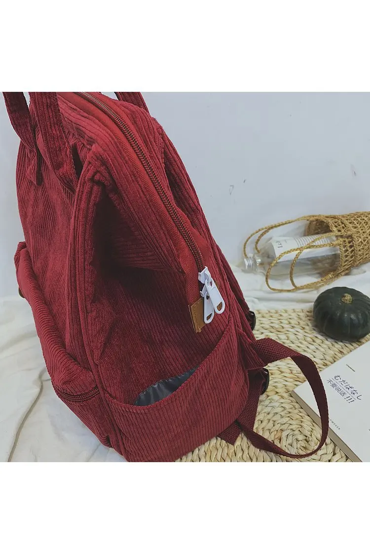 Вельветовые Рюкзаки Женские школьные сумки для подростков девочек Mochila большой емкости повседневные дорожные рюкзаки женский рюкзак