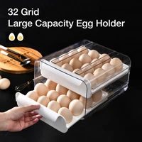 egg storage box drawer type refrigerator storage box plastic transparent 32 grid egg holder dumpling box double layer egg tray